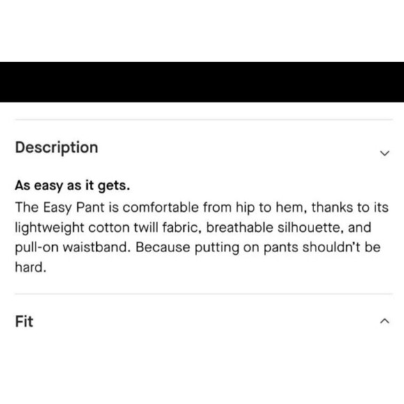 NEW Everlane xs "The Easy Pants" Black Cotton Twill Pull On Relaxed Fit - Picture 3 of 10